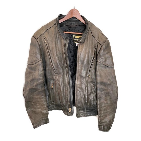 US Made Co Leather Motorcycle Jacket Cafe Racer 44 - Picture 2 of 15